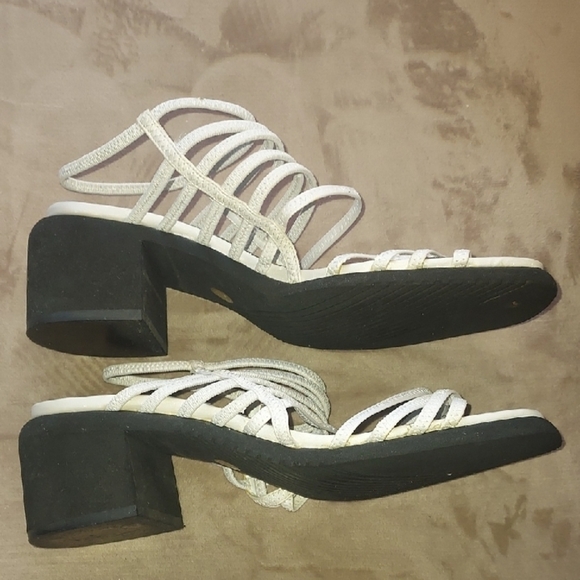 Women's Strappy White Sandals - Picture 4 of 7